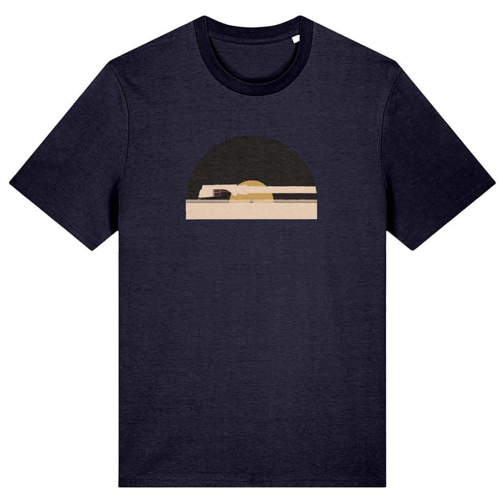Thumbnail: Needle Drop Yellow Eco Friendly Unisex T-shirt Navy