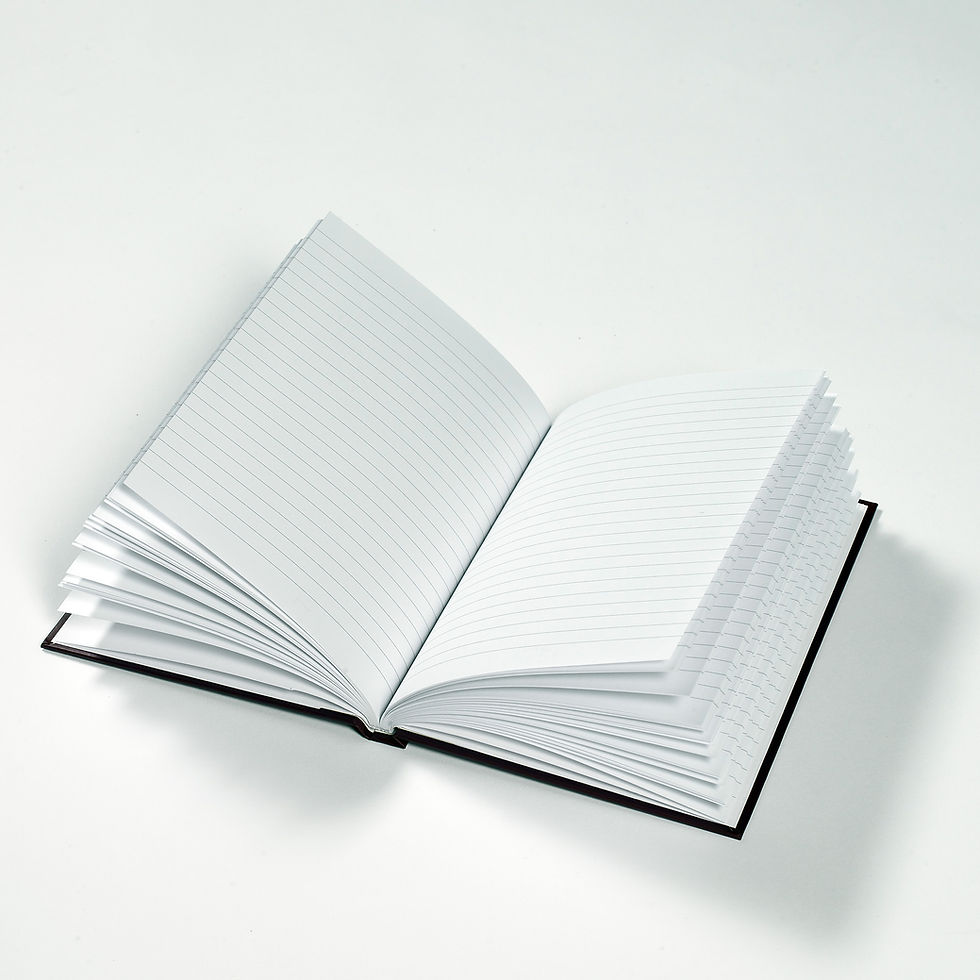 Thumbnail: Open notebook with blank lined pages