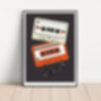 Framed print: retro cream and orange mixtape cassettes
