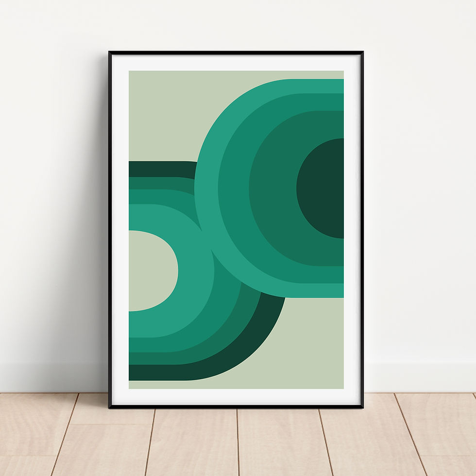 Thumbnail: Abstract print with concentric green arches