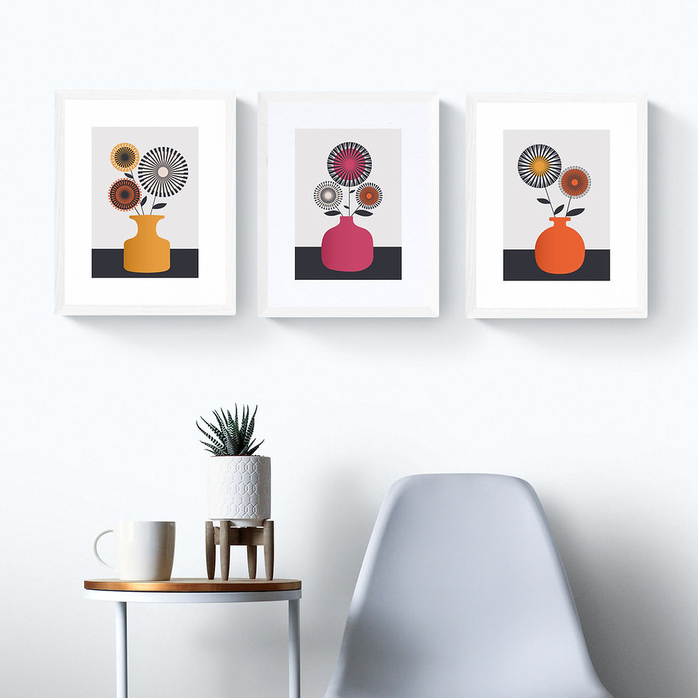 Thumbnail: Flower Vase Set - Yellow, Cerise and Orange