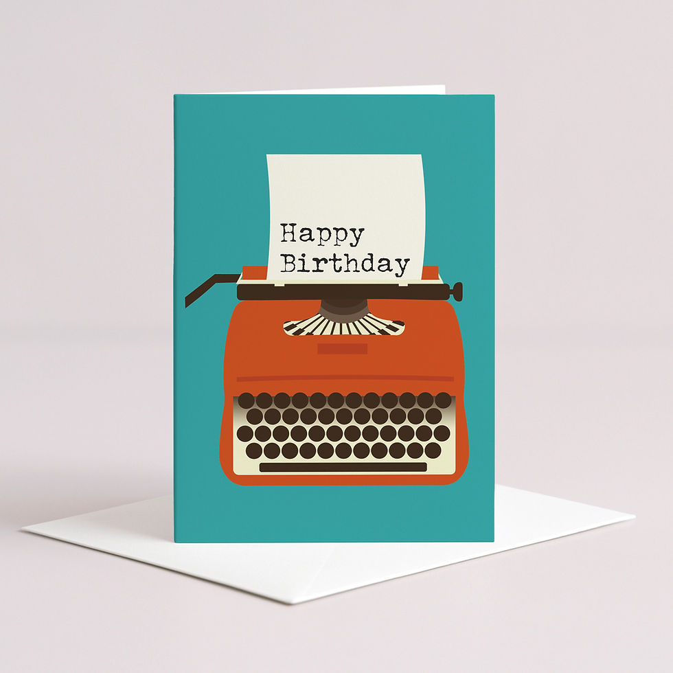 Orange Typewriter Birthday card