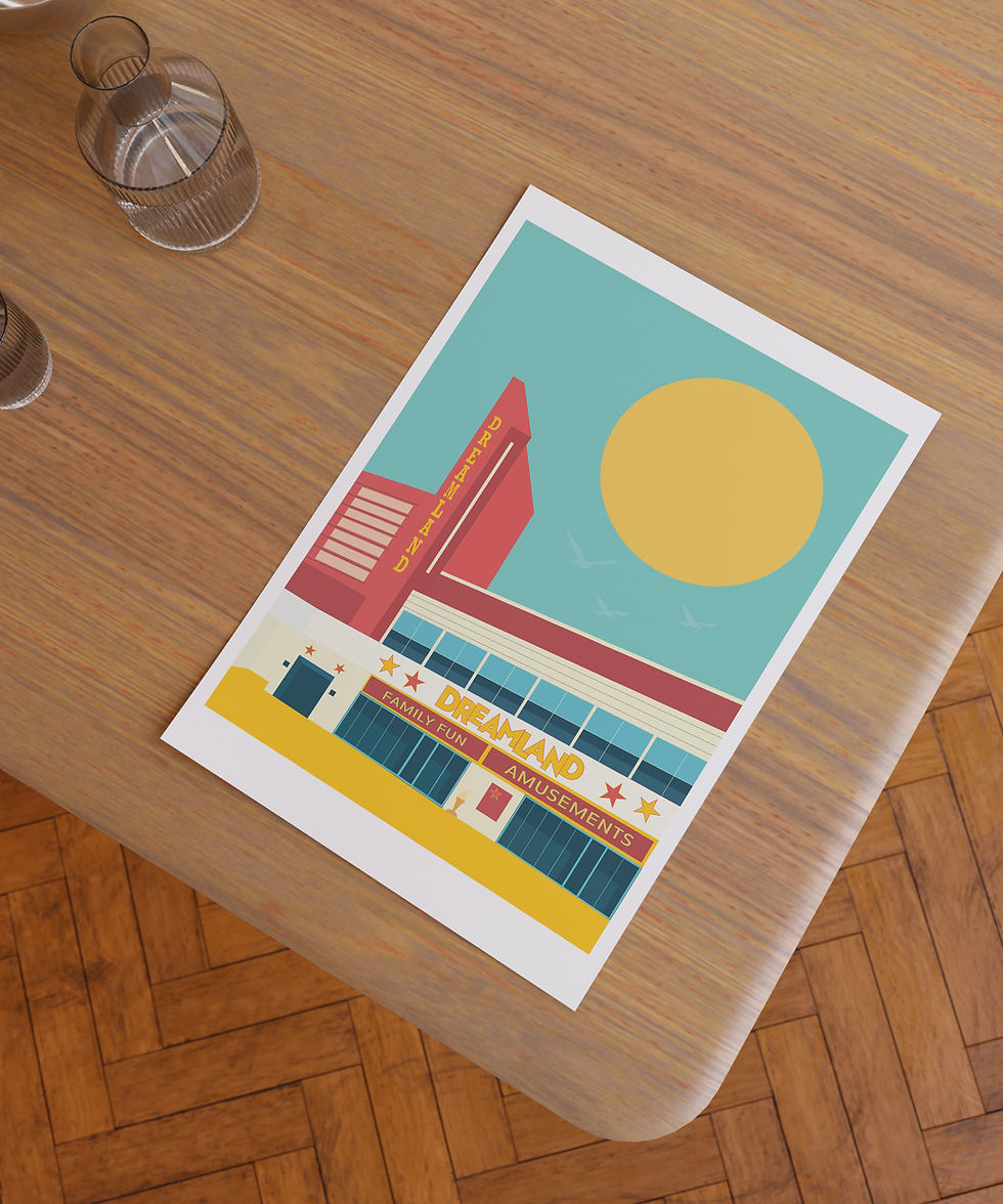 Thumbnail: Dreamland building illustration with yellow sun