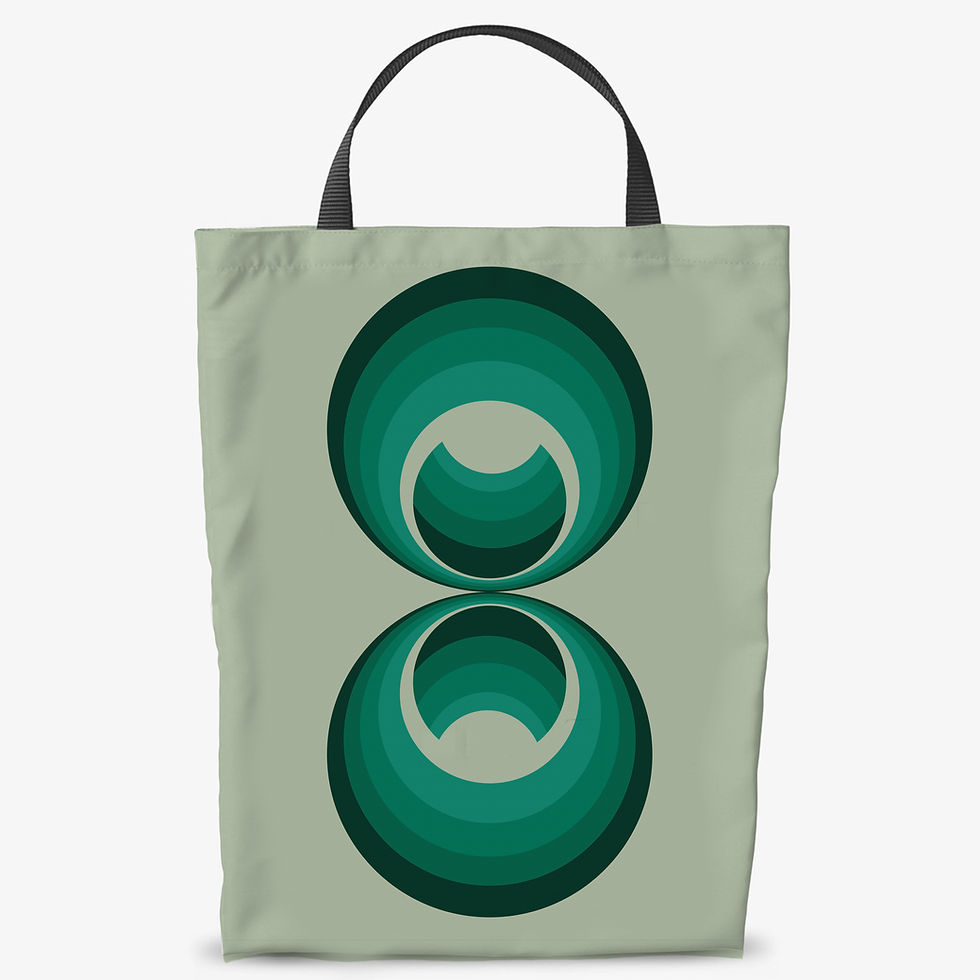 Thumbnail: Light green tote bag with layered green geometric circles