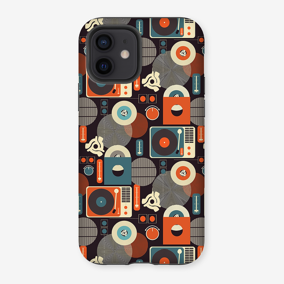 Thumbnail: Phone case with retro record player pattern