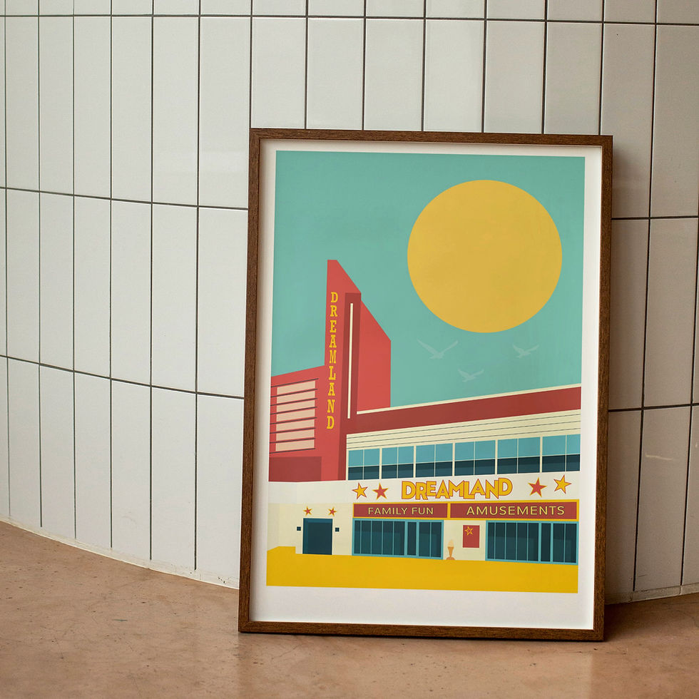 Thumbnail: Dreamland building illustration with yellow sun