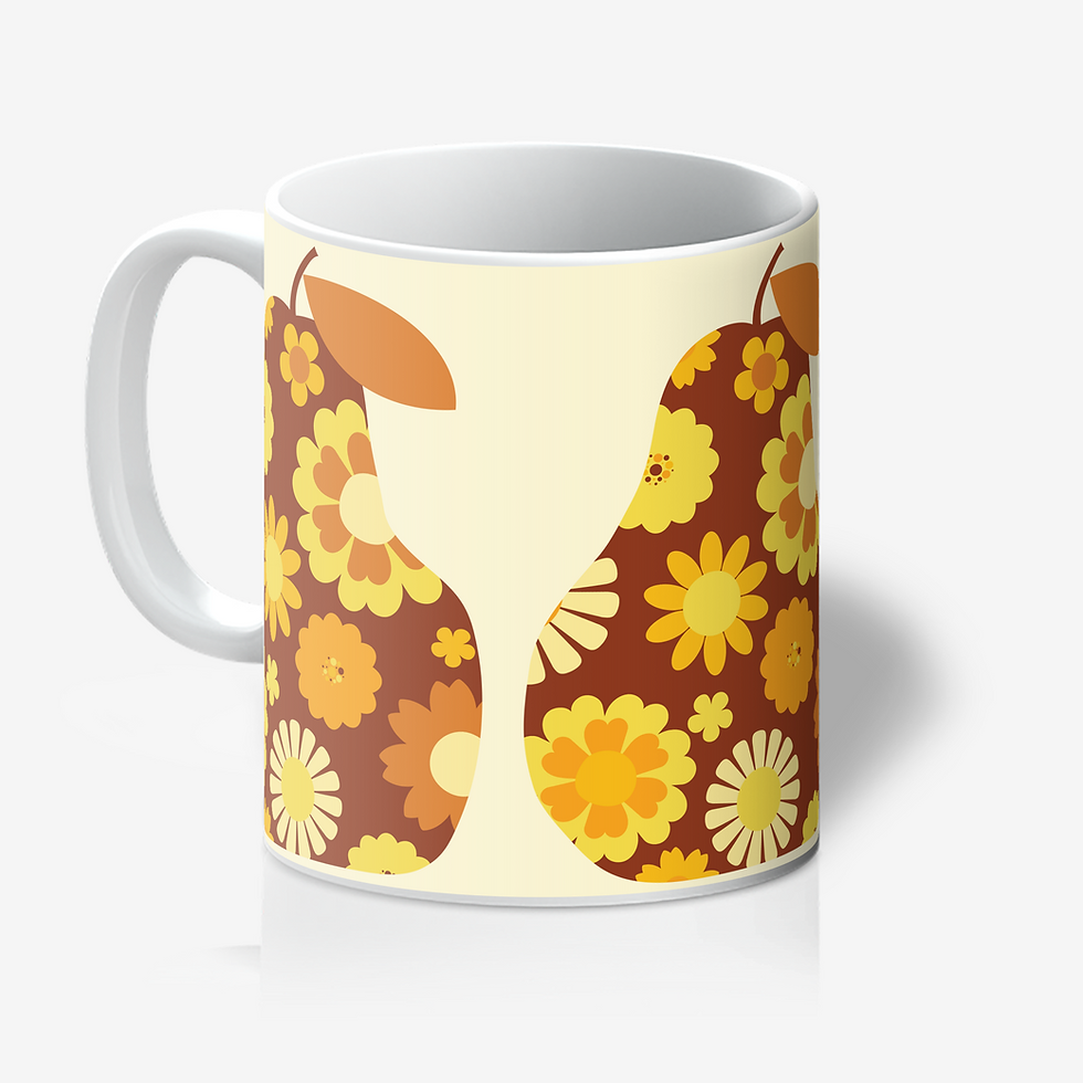Thumbnail: Mug with retro floral pear design