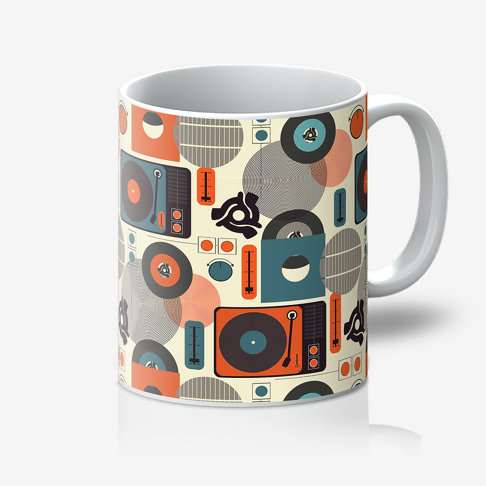 Thumbnail: Medley mug with retro vinyl record pattern