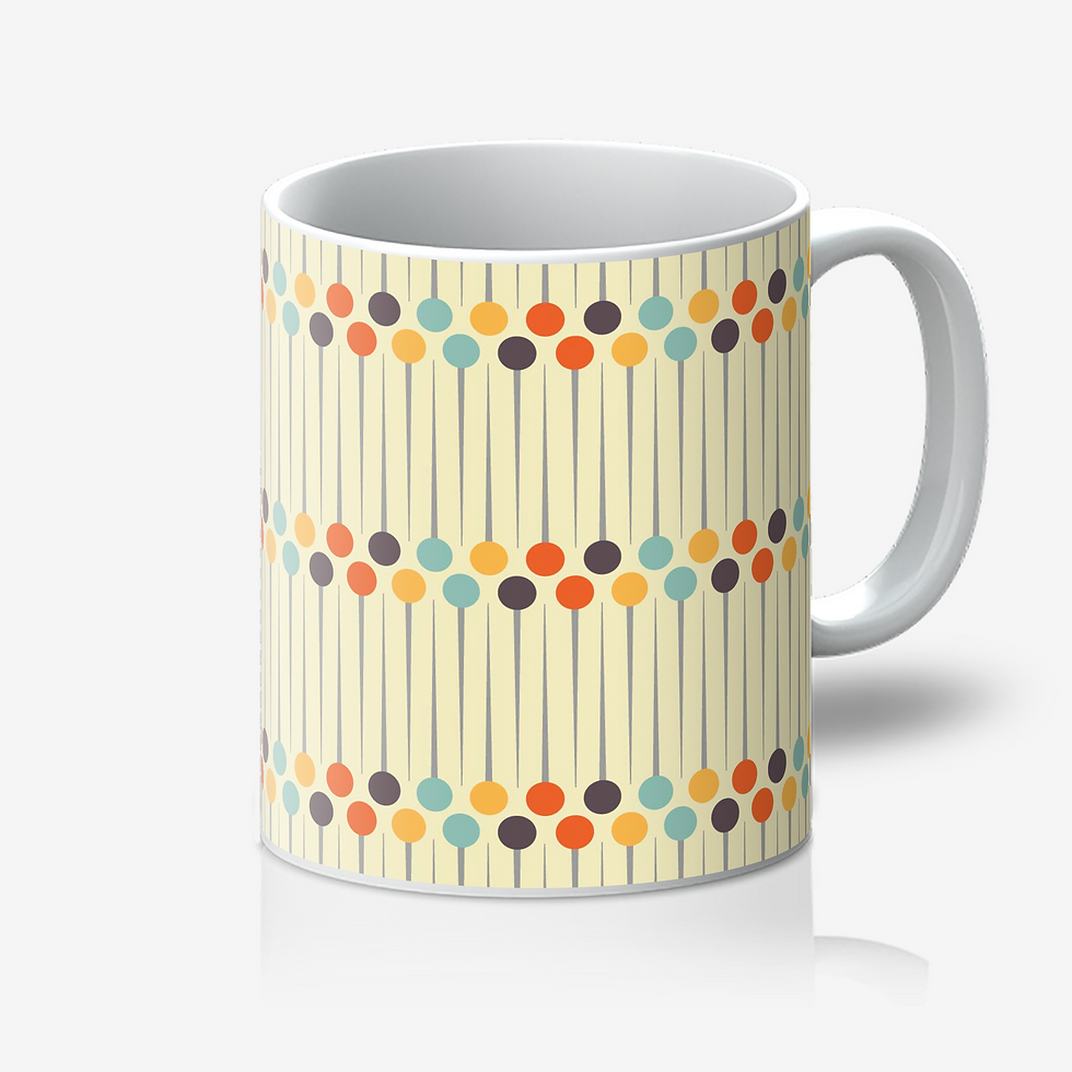 Thumbnail: White mug with colourful pins pattern