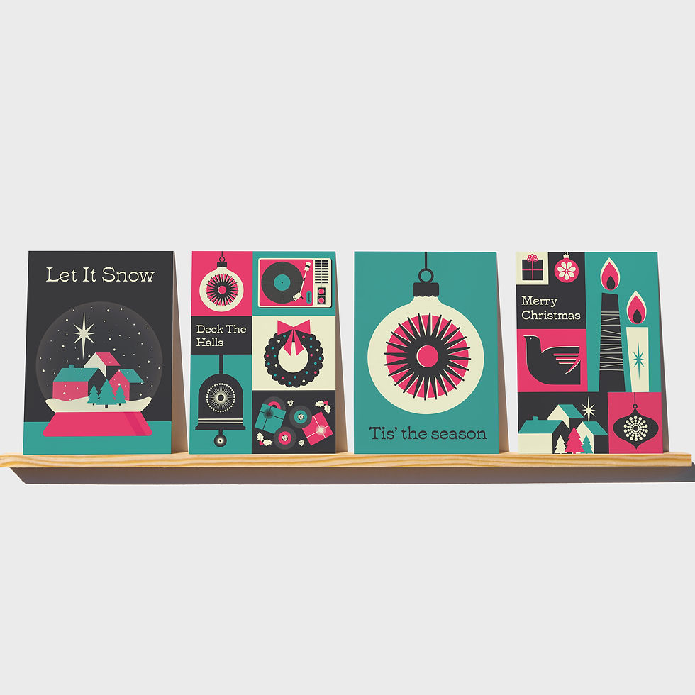 Set of all four 2025 Christmas card designs