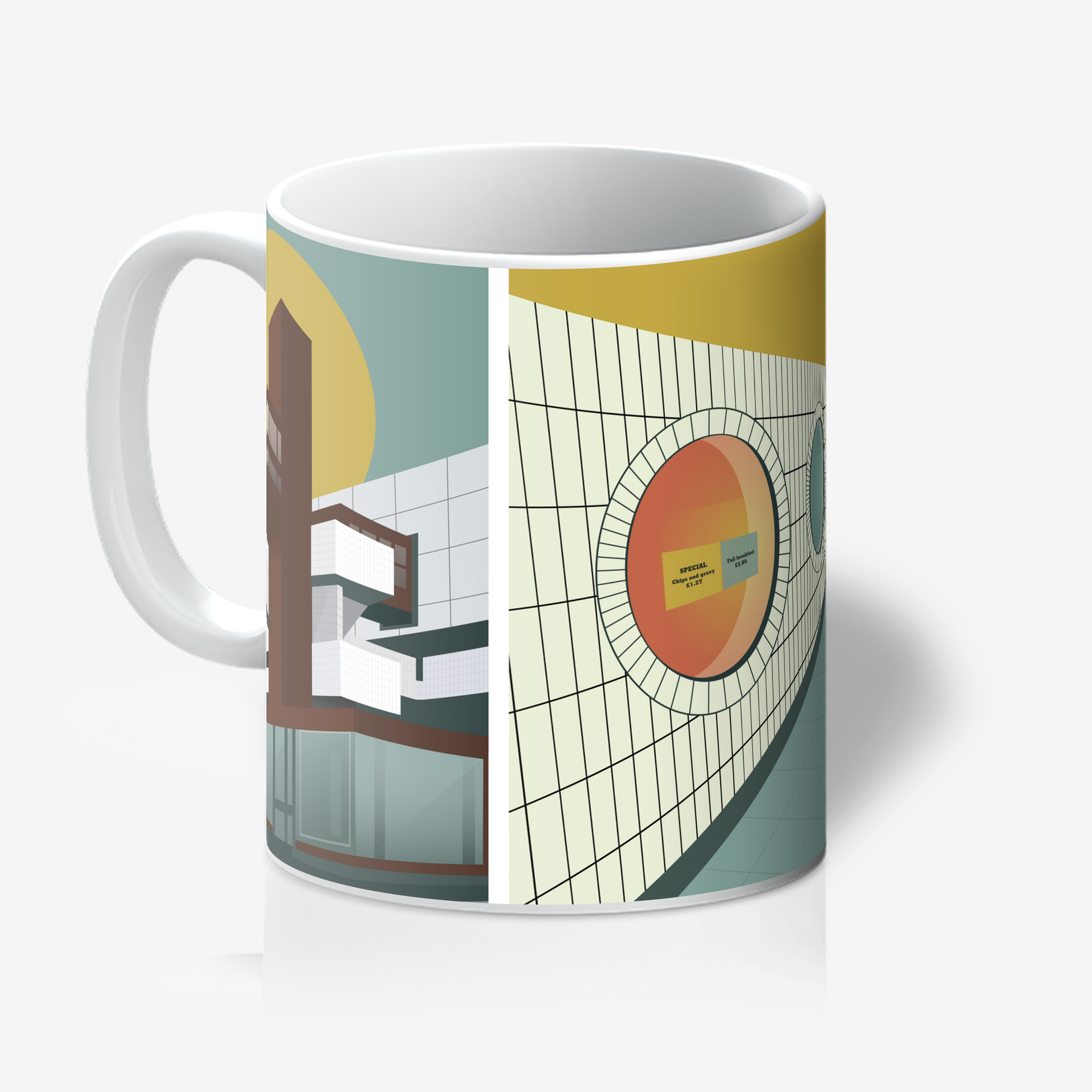 Blackburn mug featuring Lord Square, the El Greco and Spiral