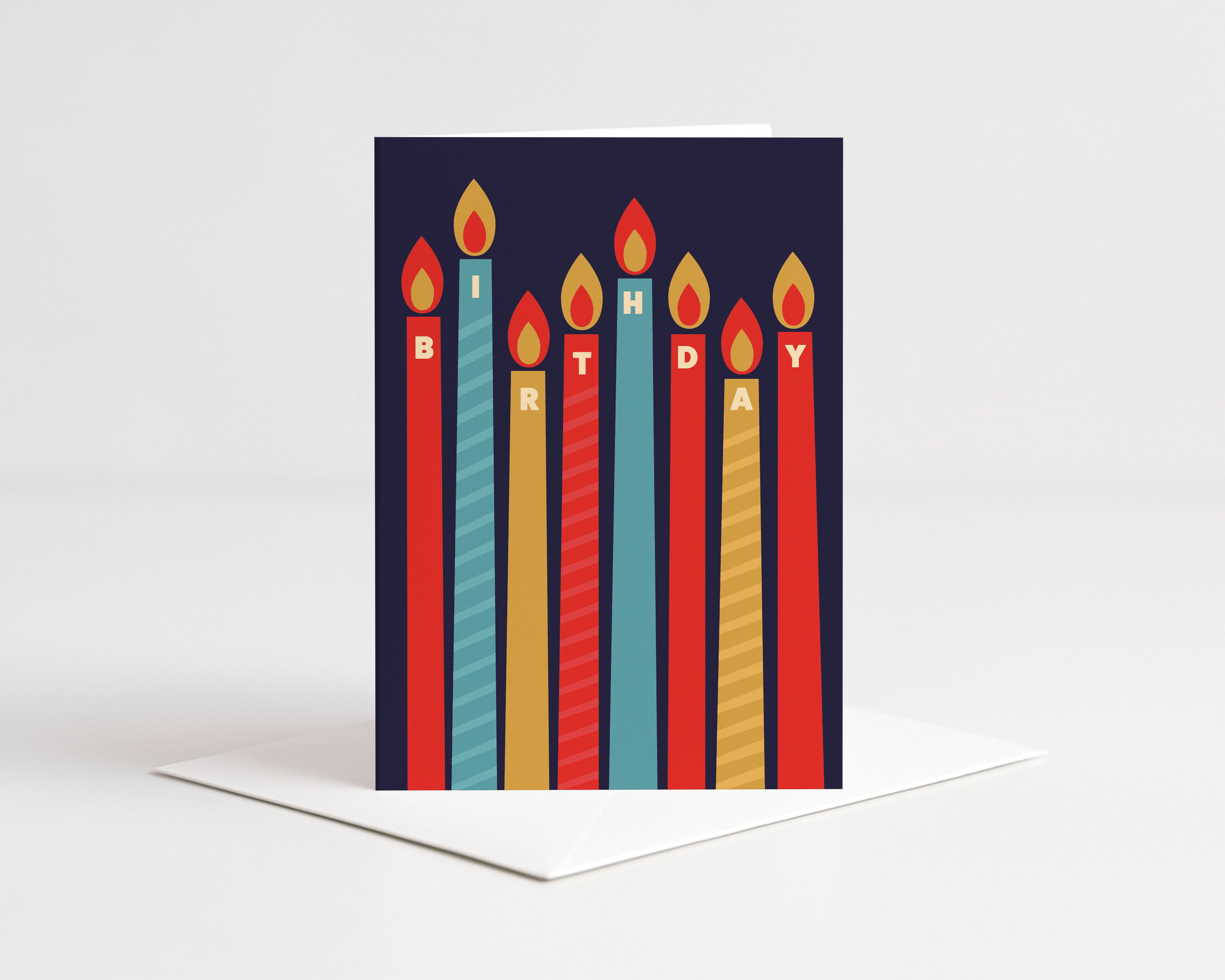 Birthday Candles card. Birthday card with candles spelling out BIRTHDAY