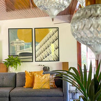 Brutalist prints in a stylish room