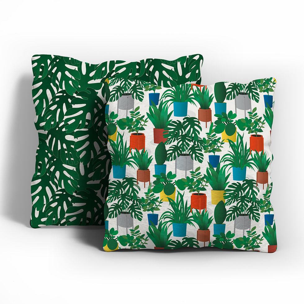 Thumbnail: House plant cushions with leaf and potted plant designs