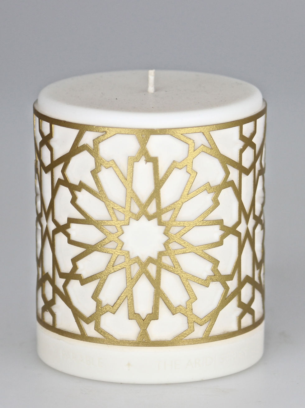 Thumbnail: Bronze painted geometric Arabic design candle