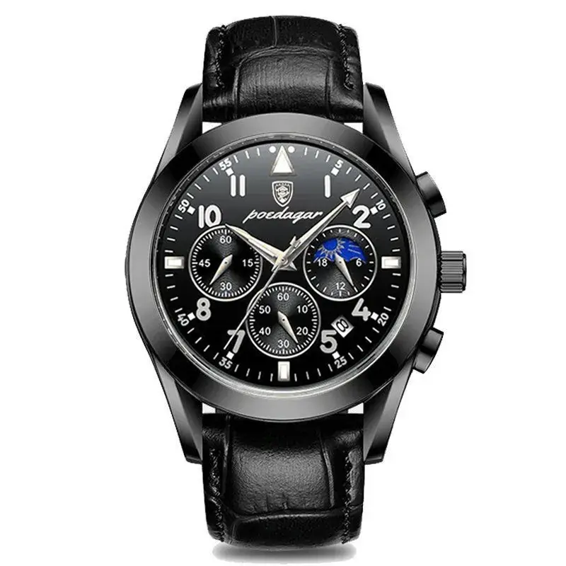 Thumbnail: New Men's Sports Watch, Leather, Waterproof, Luminous, Luxury Quartz, Date