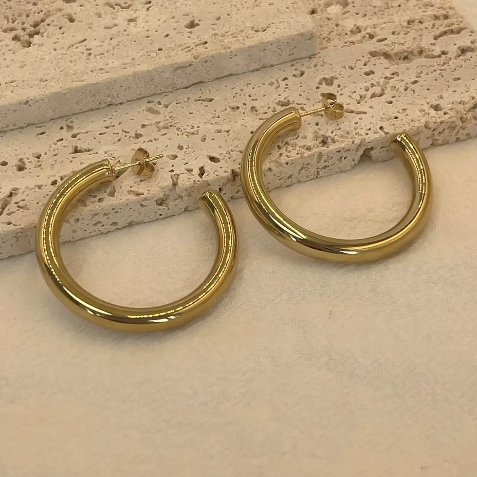 Thumbnail: 💫 CLASSIC GOLD STAINLESS STEEL HOOP EARRINGS – WOMEN'S TRENDY 30/40/50MM! ✨