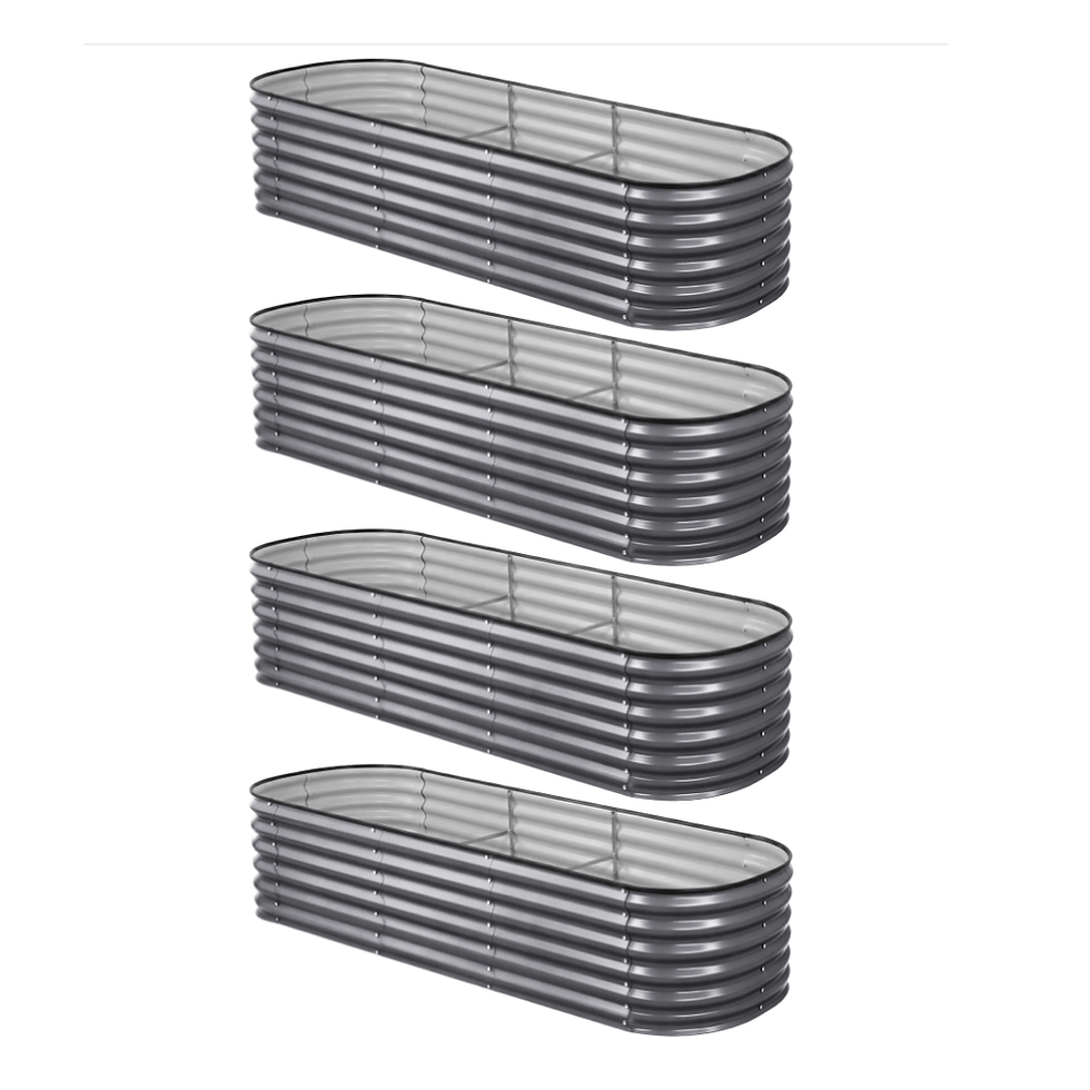 GrowBig Backyard Bundle – 4-Pack Oval Raised Garden Beds (Medium)