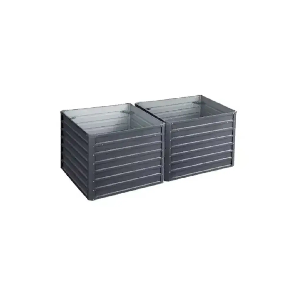 2 Pack Galvanised Raised Garden Bed 100 x 100 x 77cm