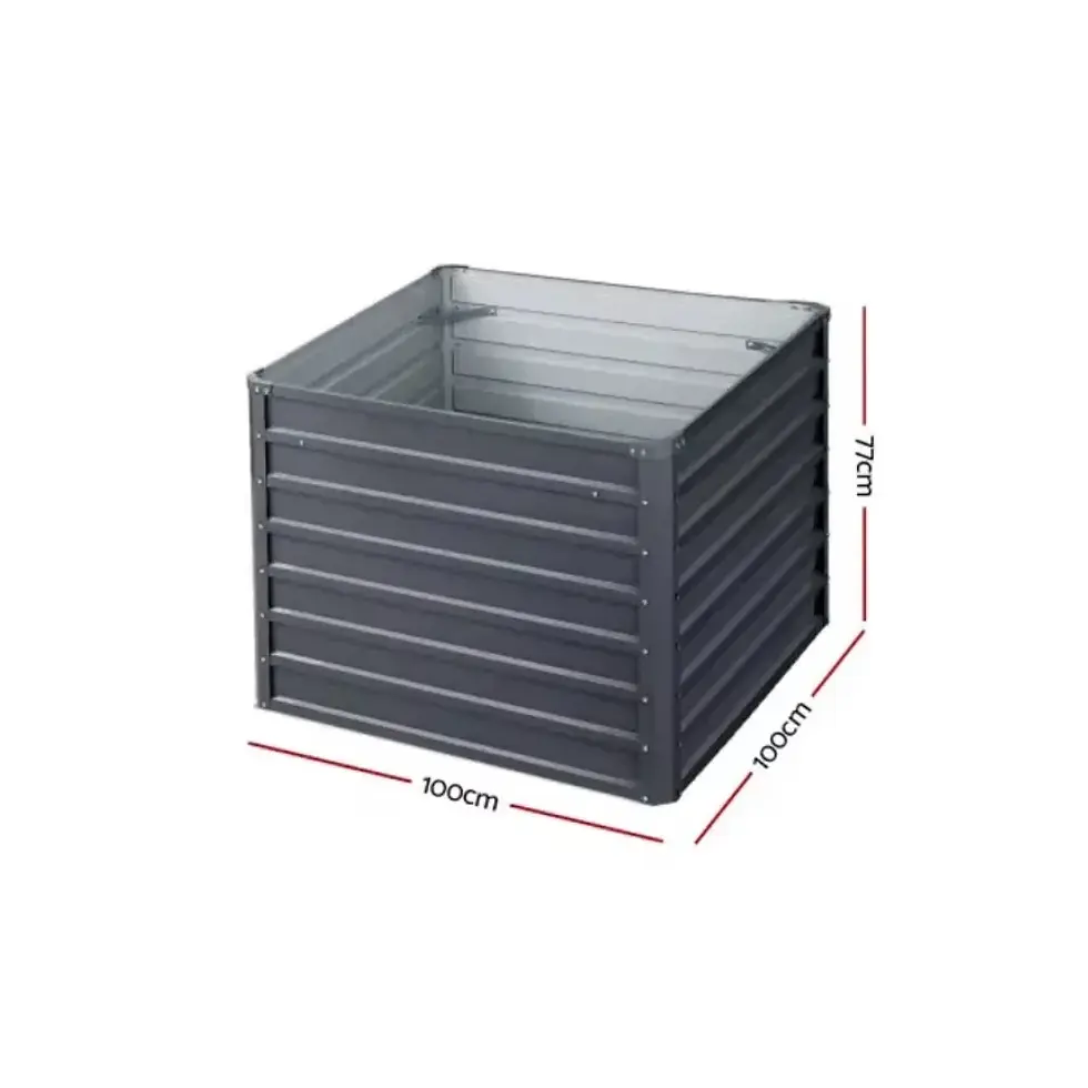 2 Pack Galvanised Raised Garden Bed 100 x 100 x 77cm
