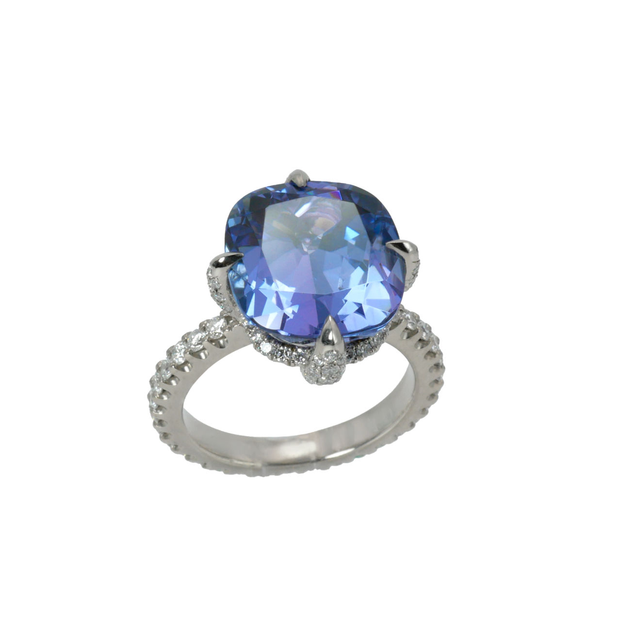 TANSANIT RING Weissgold, Brillanten