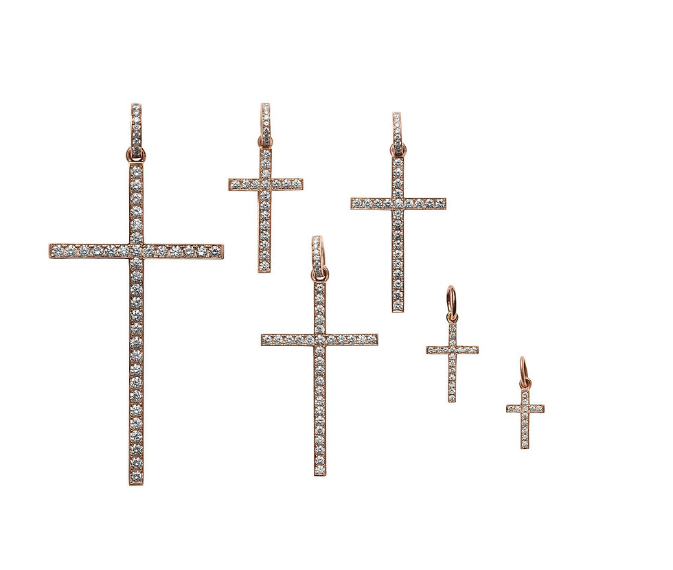 Miniaturbild: KREUZ ANHÄNGER N°6 XL Roségold, Brillanten