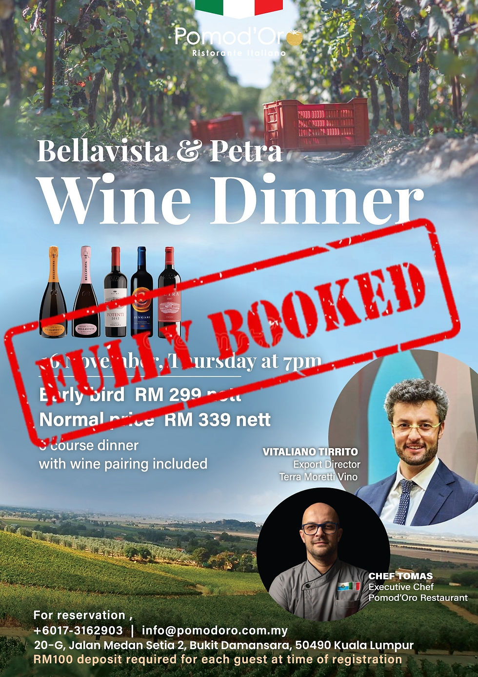 Unforgettable Wine Dinner @Pomod'Oro 16th November