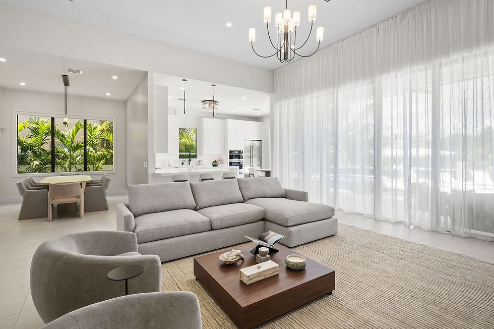 Bright finished living room in a Florida home — Ushar Design, Miami interior designer