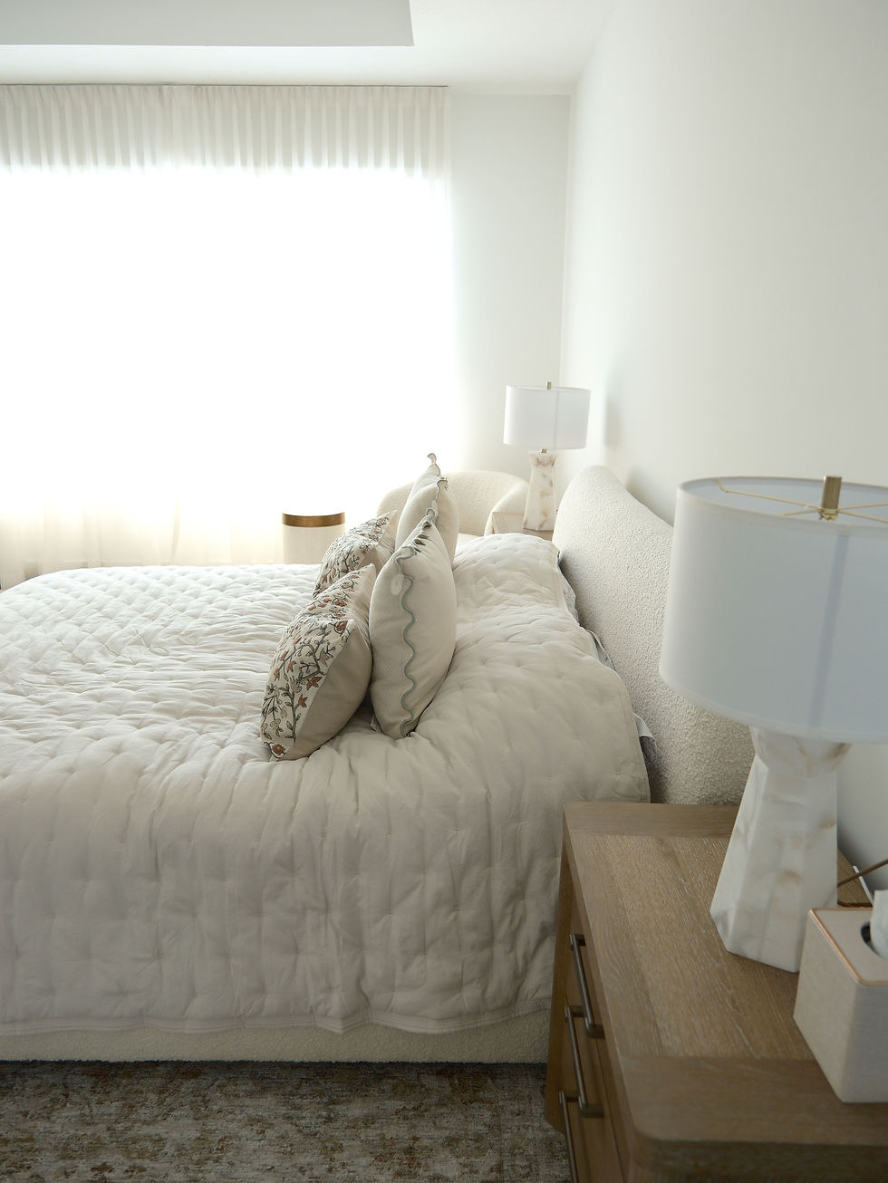 Furnished bedroom with natural light — Ushar Design, Miami interior designer