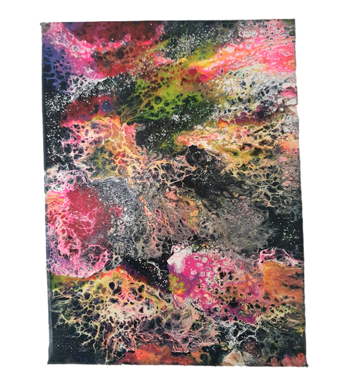 Acrylpouring auf Canva 30 x 50 cm "Kosmisches Farbenspiel"