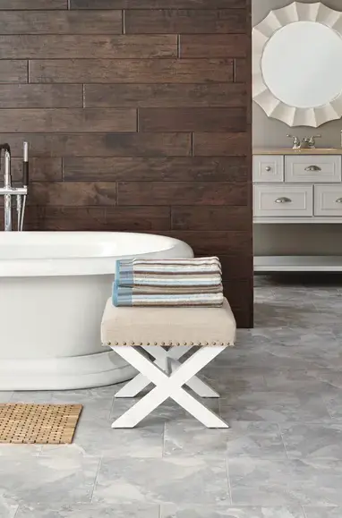 Luxury vinyl tile installed in a bathroom