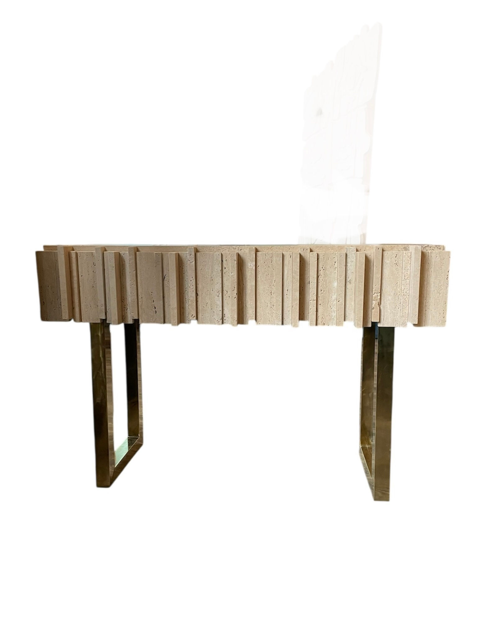 Console travertin et laiton