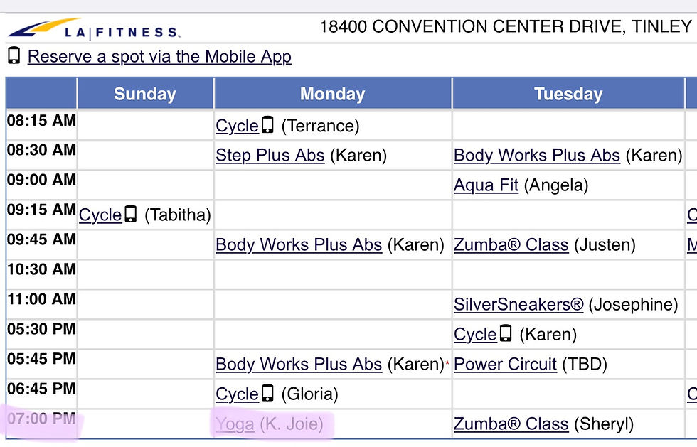 Yoga @ LA Fitness Tinley Park