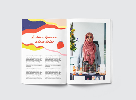 How the graphic identity would look in a magazine.