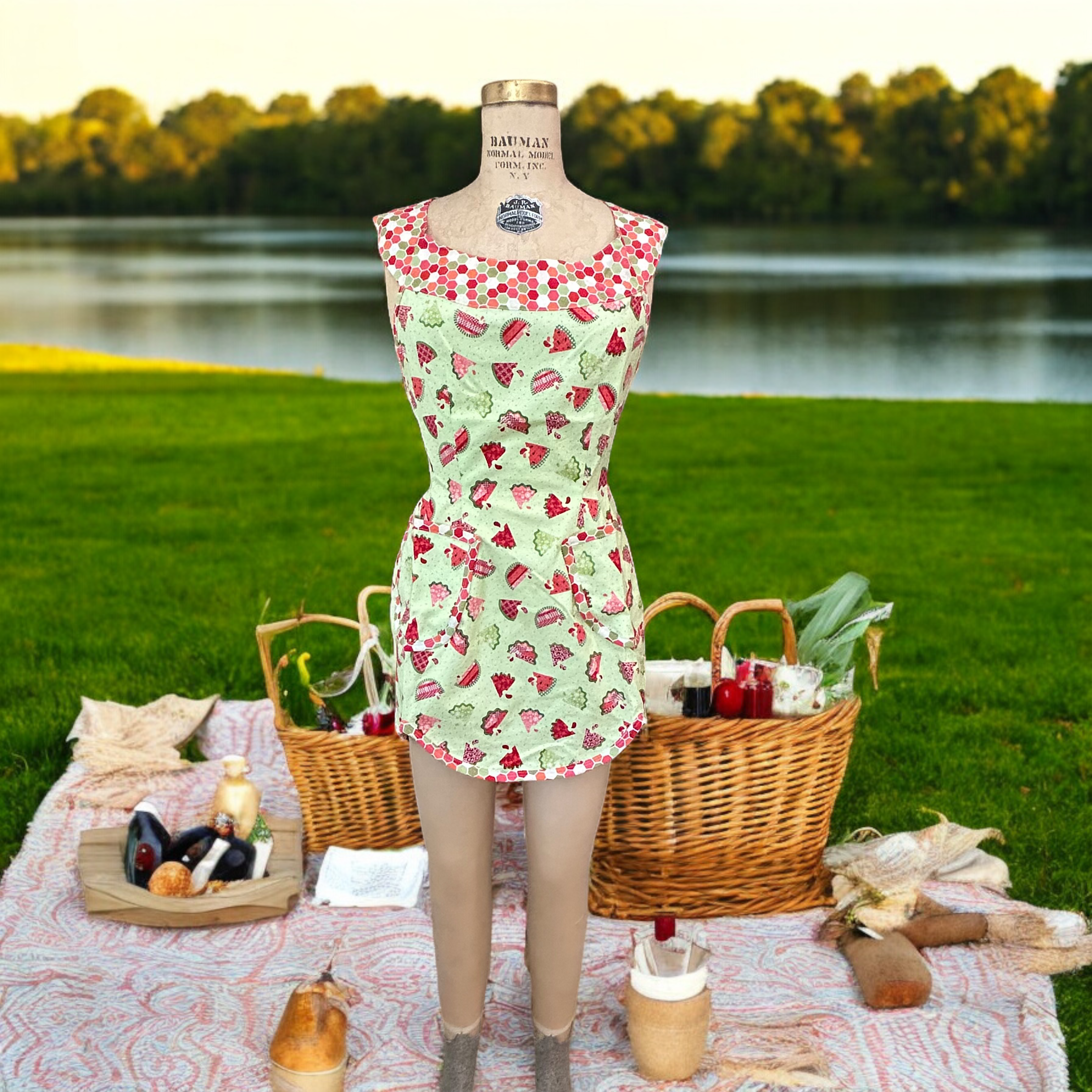 Watermelon and Hexagons Apron