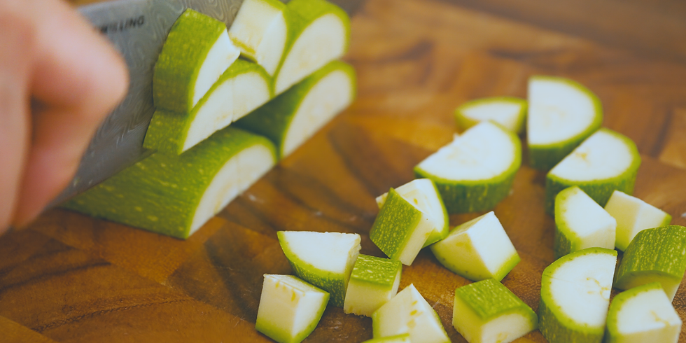 cutting zucchini