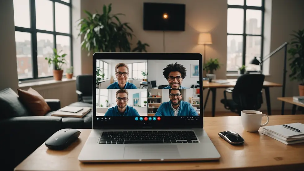 Eye-level view of a video call setup showcasing design discussions.