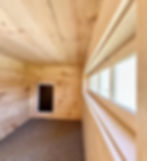 Falmlouth, Maine 12x10 Shed with insulated dog room - interior view dog room with transom window and dog door