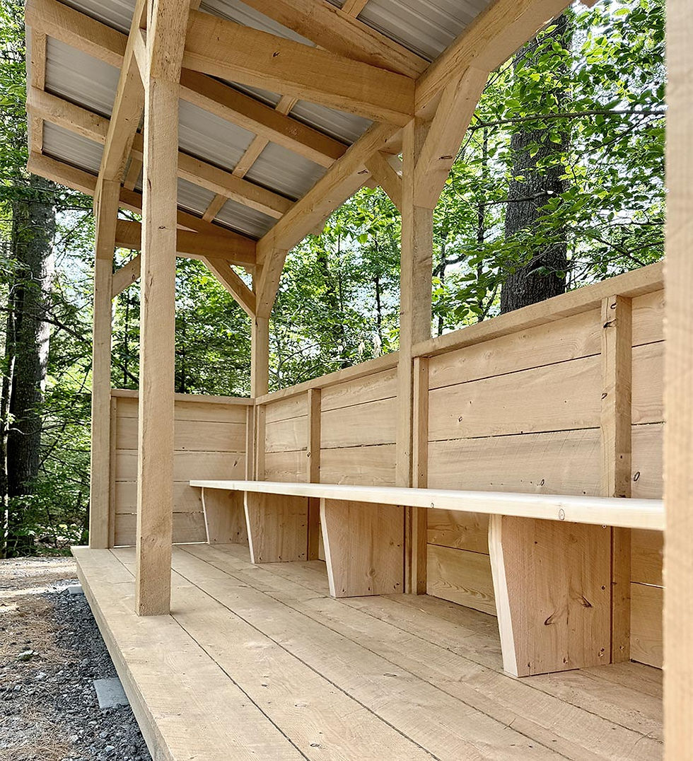 Sebago Lake, Maine 16x4 Hemlock Post & Beam Dugout - inside view