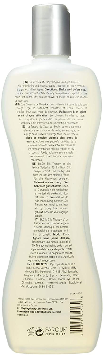Thumbnail: BioSilk Silk Therapy Original Cure Vitamin E Hair Treatment for Moisturizing, 12