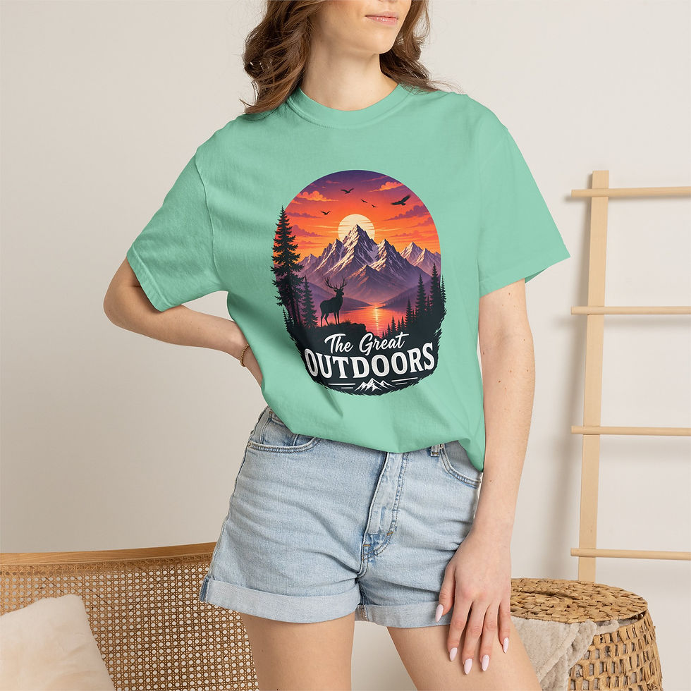 Thumbnail: The Great Outdoors T-Shirt — Mountain Sunset Adventure Tee
