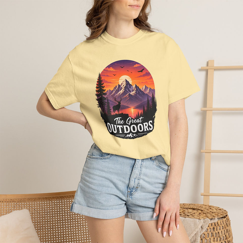 Thumbnail: The Great Outdoors T-Shirt — Mountain Sunset Adventure Tee