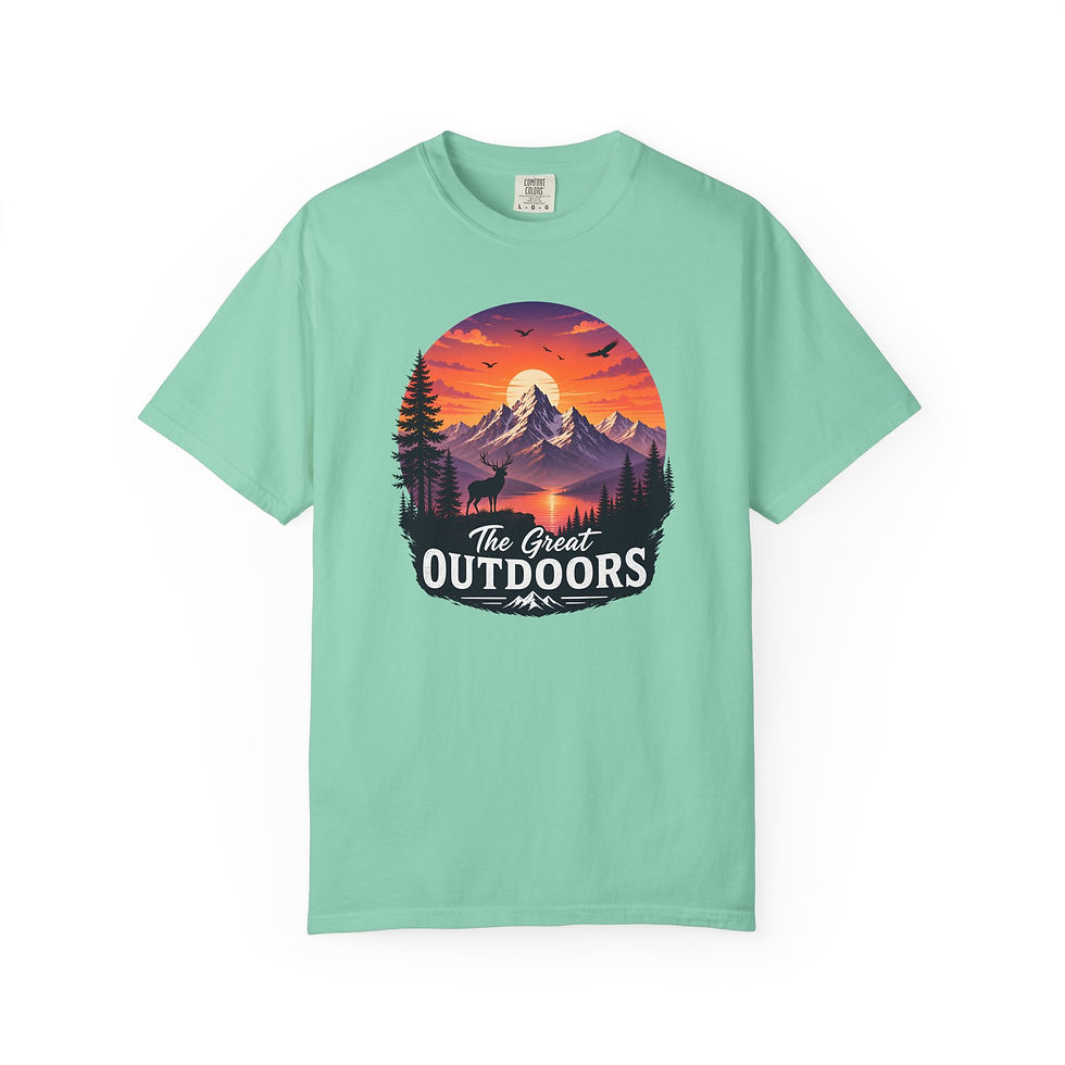Miniature : T-shirt Grands Espaces — T-shirt Aventure Coucher de Soleil en Montagne