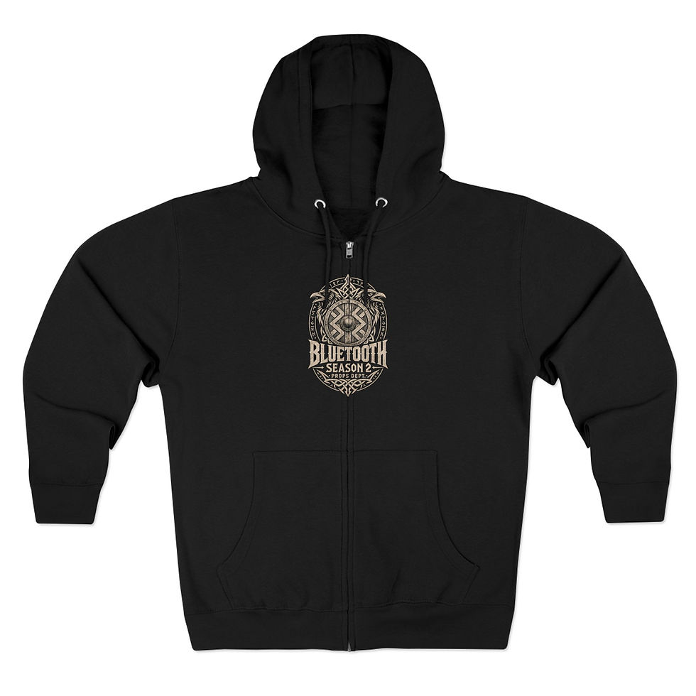 Thumbnail: Bluetooth Season 2 Zip Hoodie — Viking Shield Graphic Zip-Up