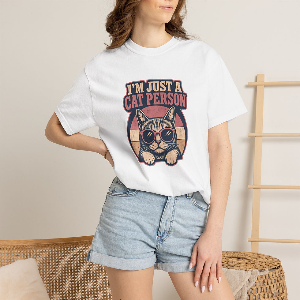 Thumbnail: I'm Just a Cat Person T-Shirt | Retro Cat Sunglasses Design