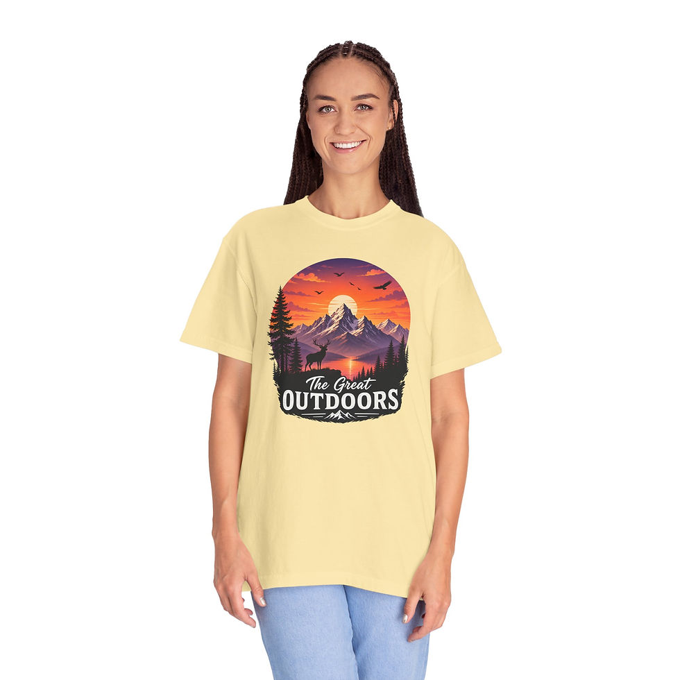 Miniatura: The Great Outdoors T-Shirt — Mountain Sunset Adventure Tee