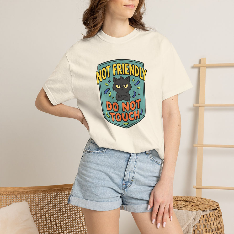 Thumbnail: Not Friendly Do Not Touch Cat T-Shirt — Funny Grumpy Cat Pocket Tee