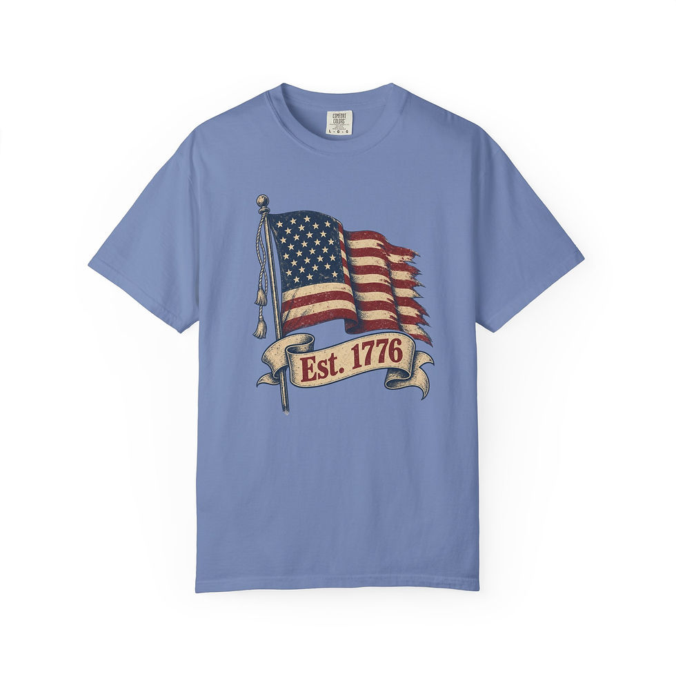 Miniaturbild: Est. 1776 American Flag T-Shirt — 4th of July Patriotic Tee