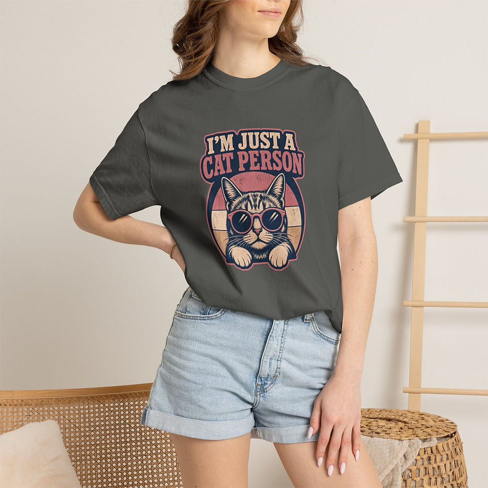Thumbnail: I'm Just a Cat Person T-Shirt | Retro Cat Sunglasses Design