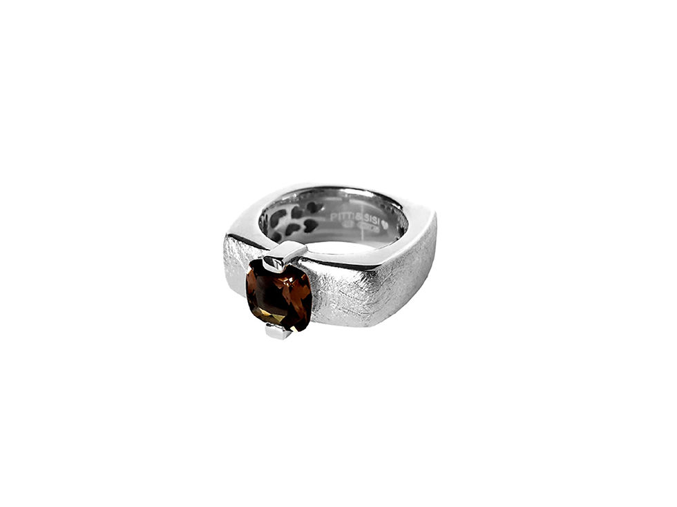 AN8593B-Q-FU-Rhodium & Smoky Quartz 8mm Sqrd-Band Ring